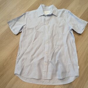Les Deux Blue Short Sleeve Linen Kris Shirt Size M